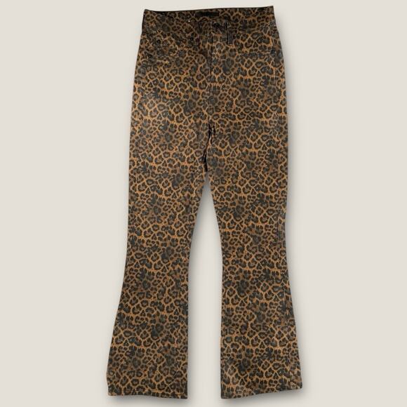 7 For All Mankind Pants - 7 For All Mankind‎ Leopard Print Kick Flare Jeans SZ 26 Stretch Animal Crop NWOT